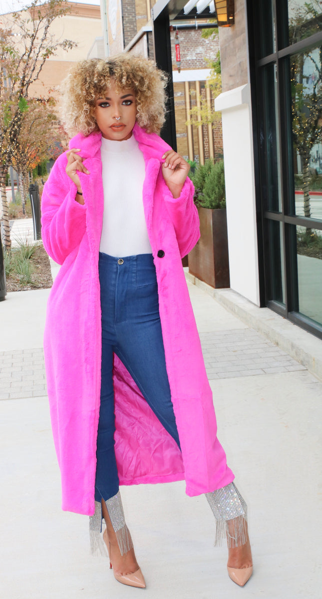 Hot Pink Faux Fur Coat