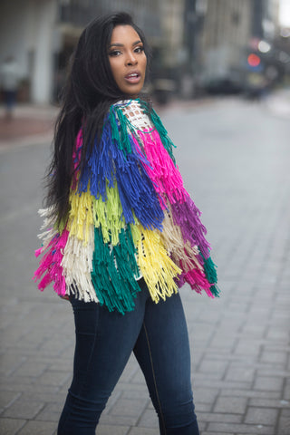 Colorful shaggy jacket best sale