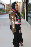 Red/Leopard Print Motto Jacket